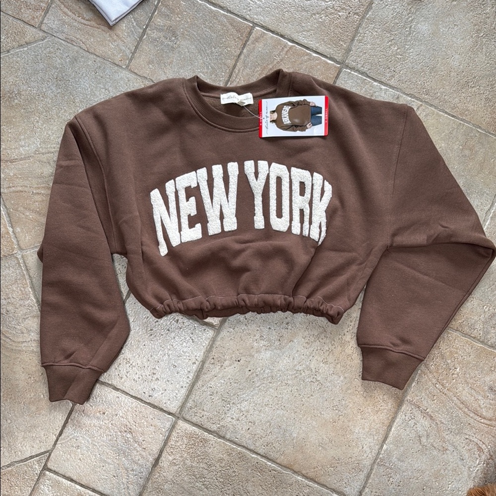 Brown New York Women's Cropped Sweatshirt
